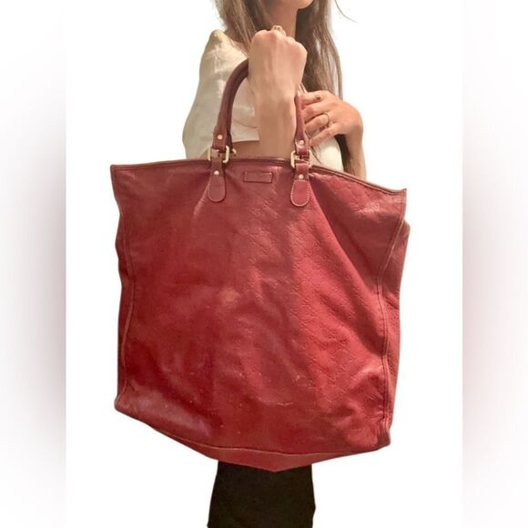 Gucci Elegant Red GG Leather x-large Tote Bag - Picture 14 of 16